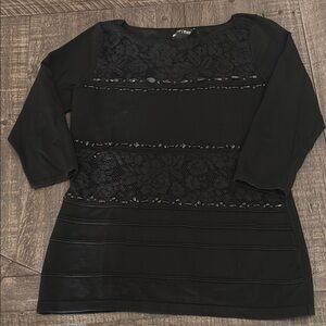 WHBM BLACK BEADED & LACE SWEATER. SMALL 3/4 LENGTH SLEEVE. BUNDLE2SAVE